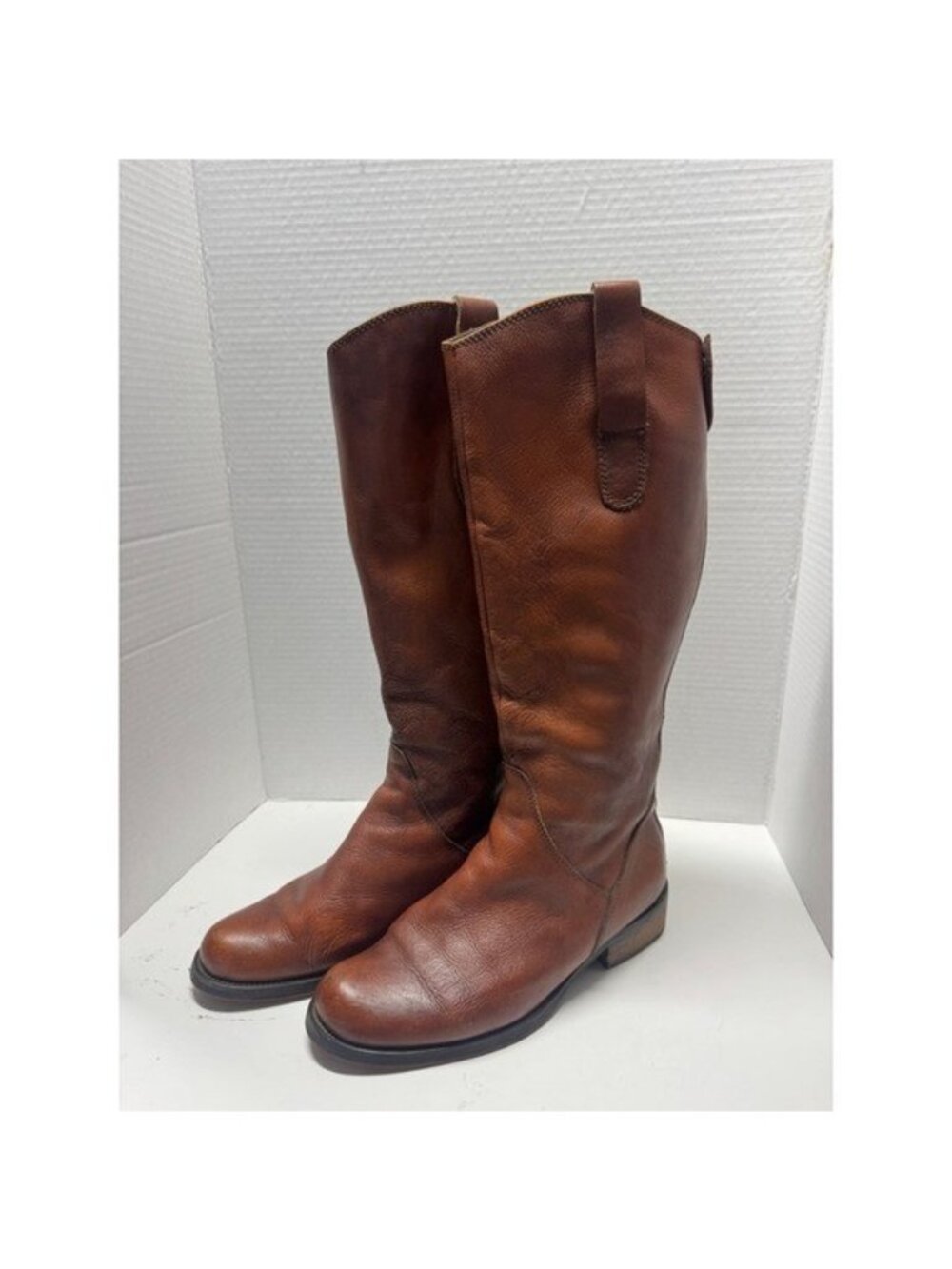 Miz Mooz Kent Mens Brown Leather Tall Rear Zip Faux Fur Lined Boots Size 8